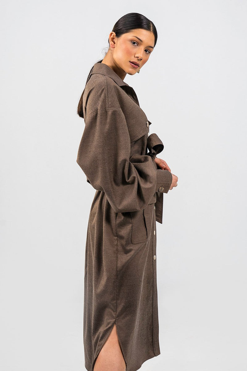 Phoeby brown Shirt Dress - Judy Sanderson