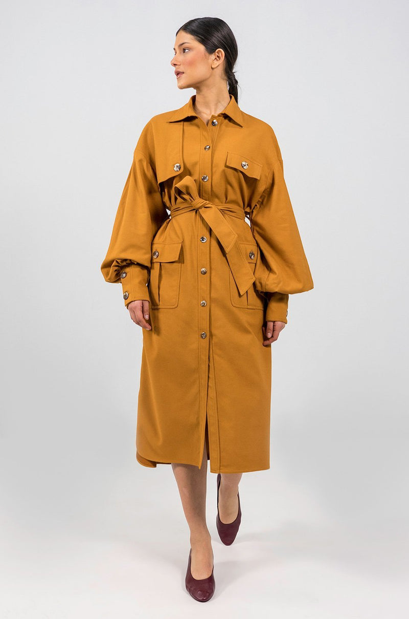 Phoeby burnt orange Shirt Dress - Judy Sanderson
