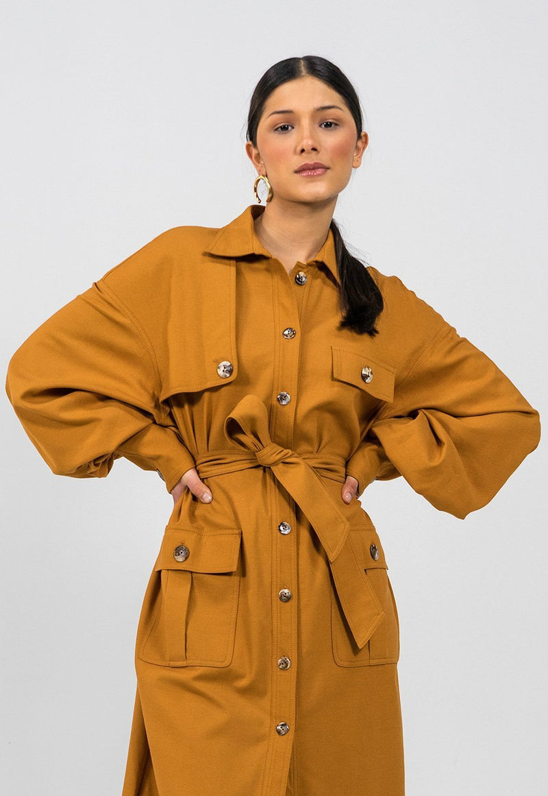 Phoeby burnt orange Shirt Dress - Judy Sanderson