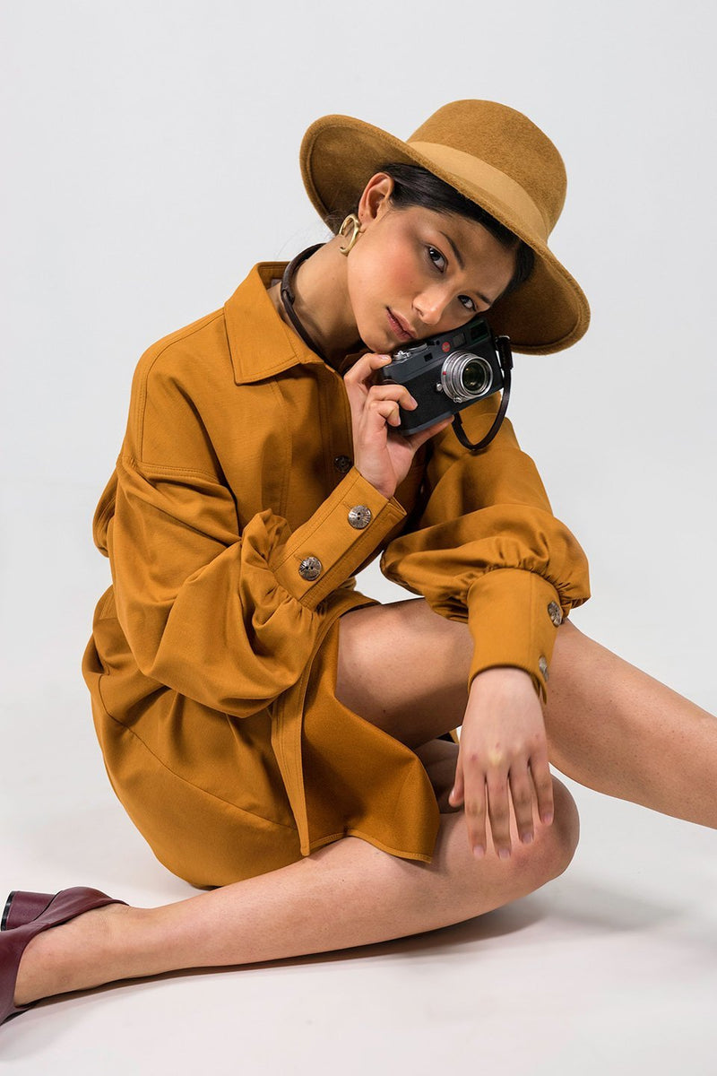 Phoeby burnt orange Shirt Dress - Judy Sanderson