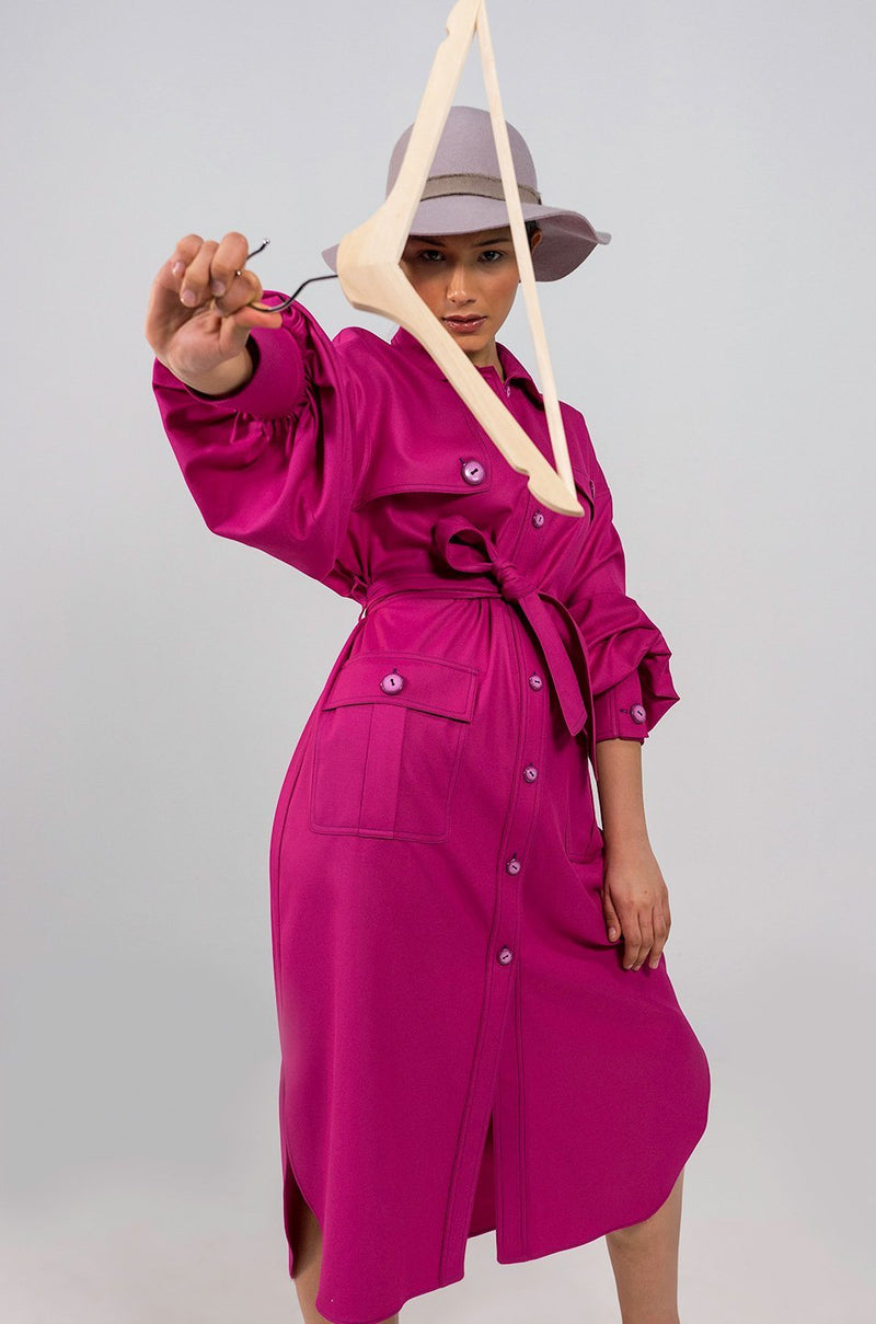 Phoeby hot pink Shirt Dress - Judy Sanderson