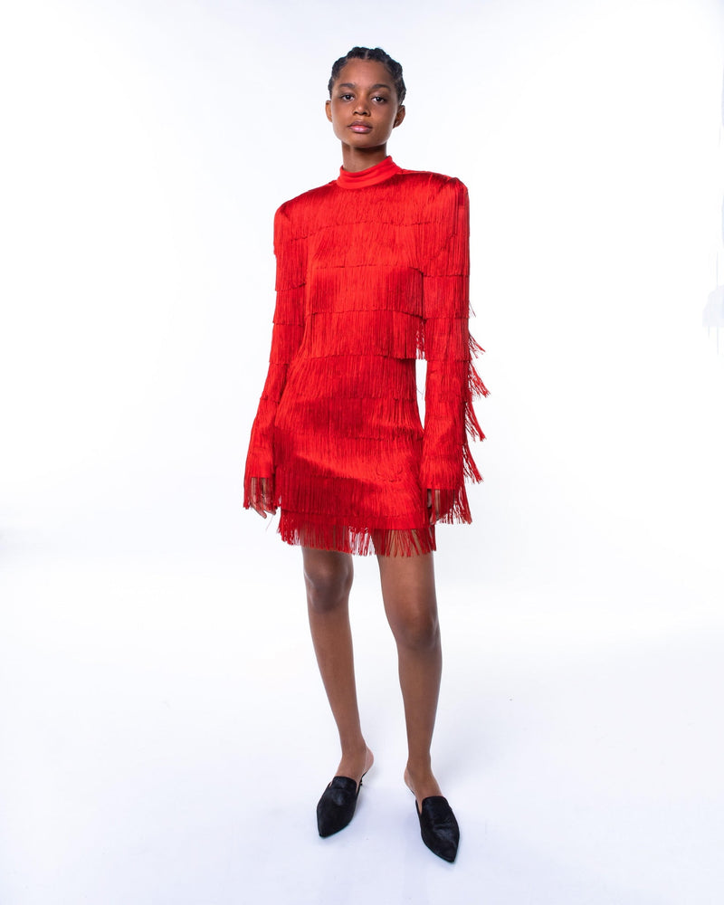 Red fringe mini dress - Judy Sanderson
