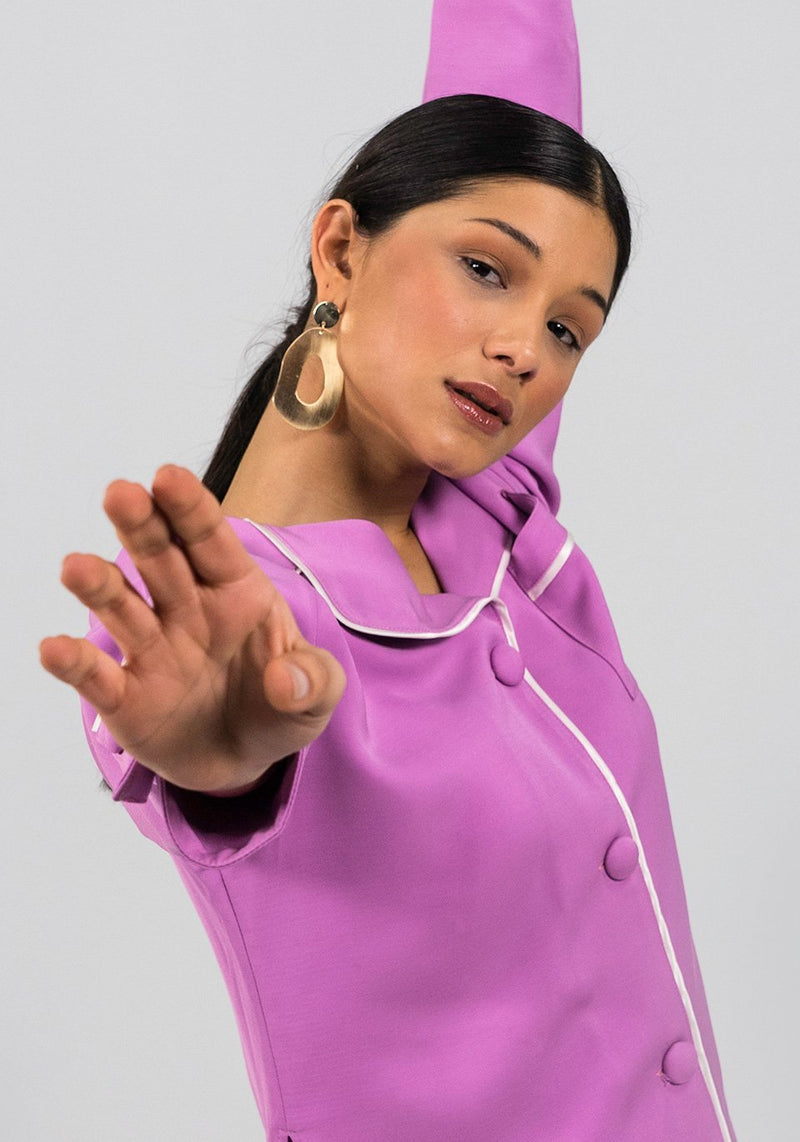Rose lavender piped Shirt - Judy Sanderson
