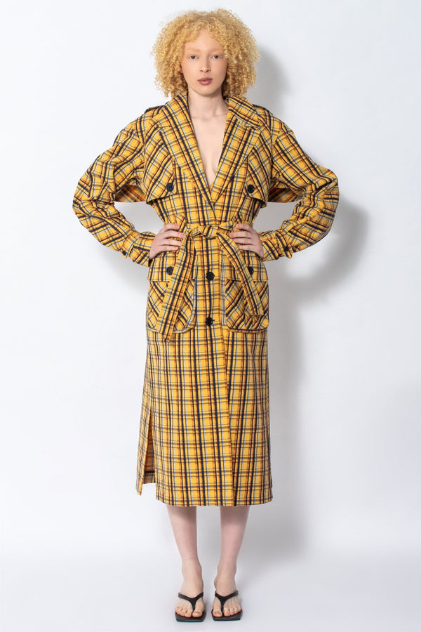 Tati check cotton trench coat - Judy Sanderson