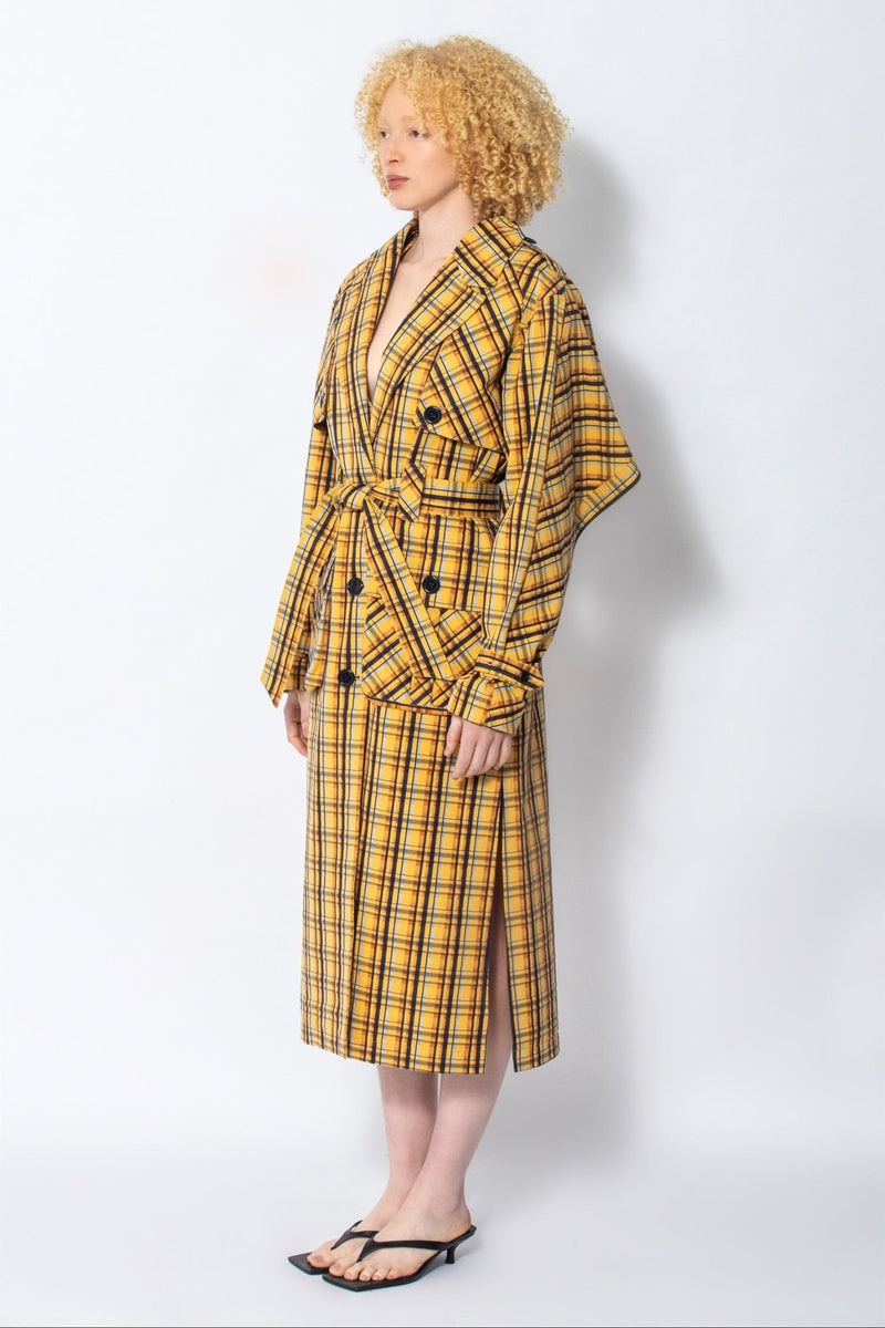 Tati check cotton trench coat - Judy Sanderson