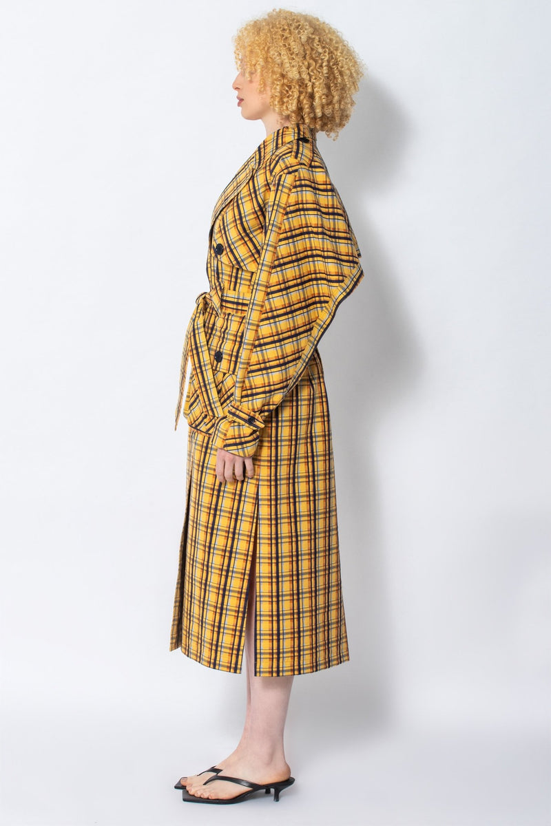 Tati check cotton trench coat - Judy Sanderson