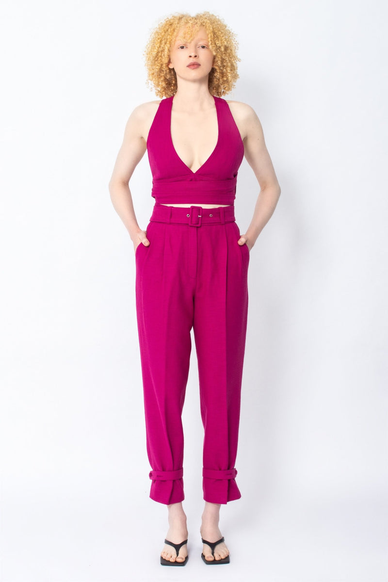 Vuxaka pink cotton-twill tapered pants - Judy Sanderson
