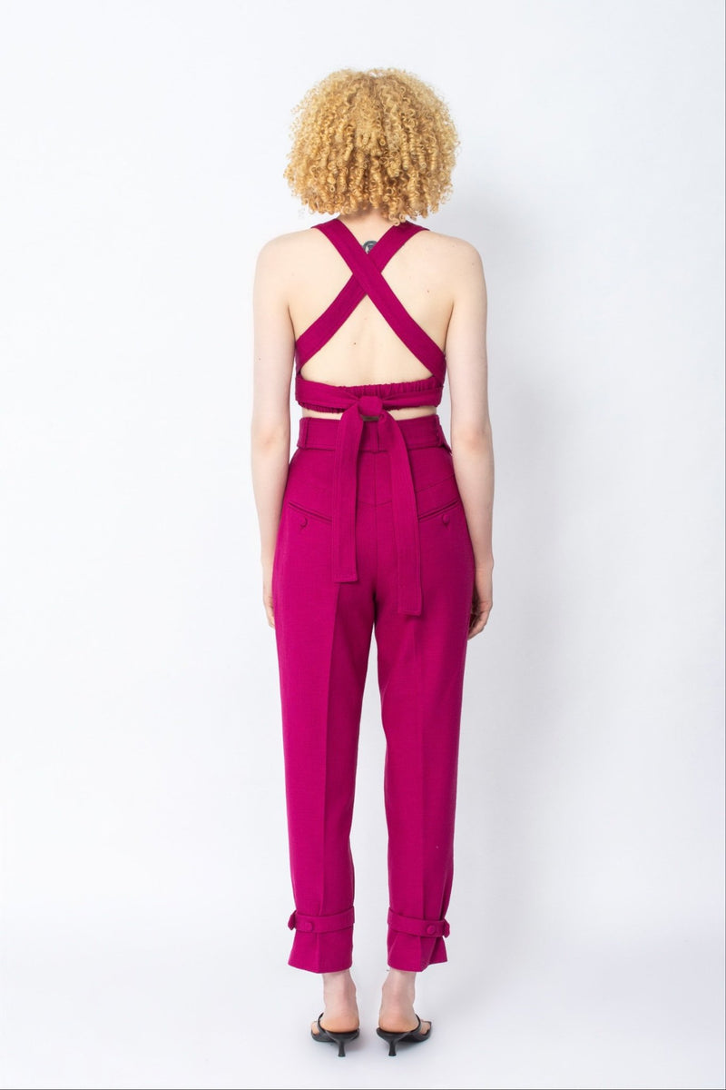 Vuxaka pink cotton-twill tapered pants - Judy Sanderson