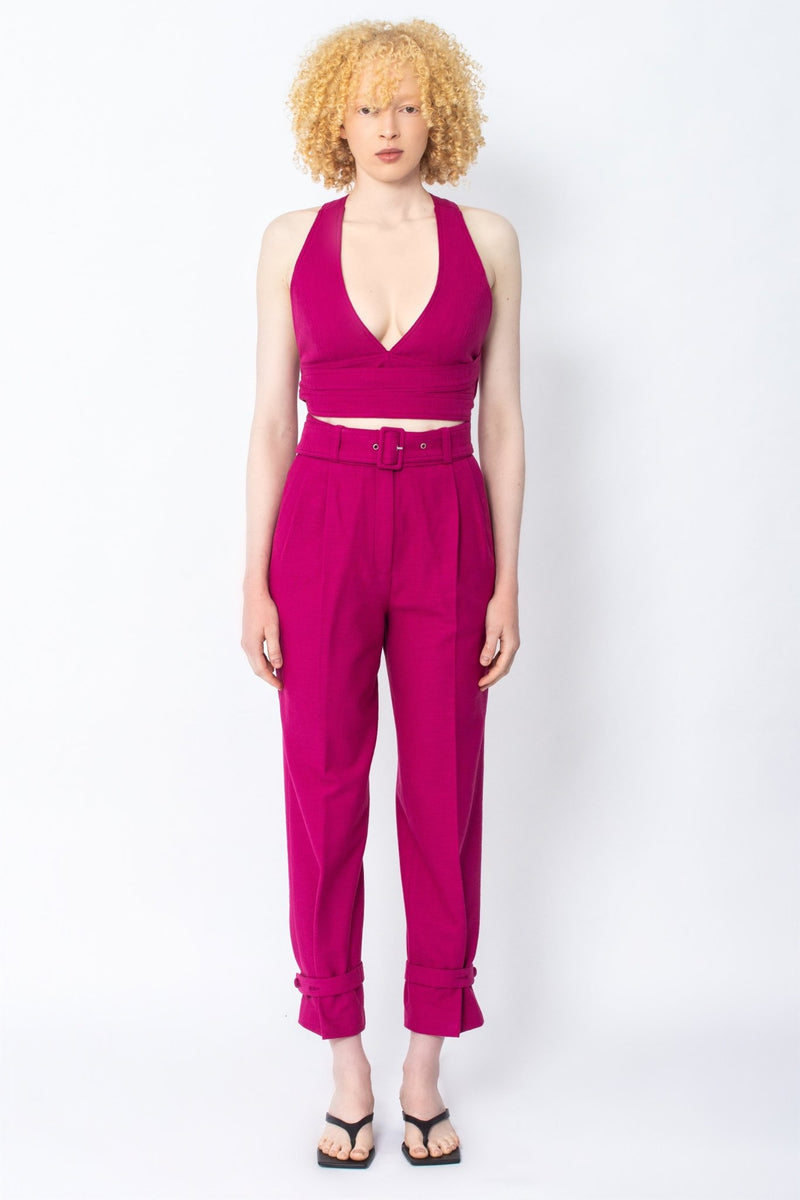 Vuxaka pink cotton-twill tapered pants - Judy Sanderson